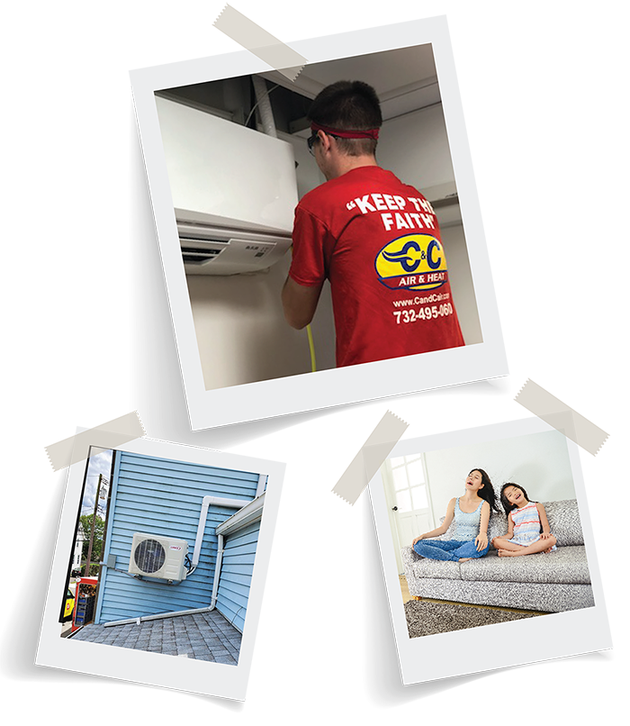 HVAC technician installing a ductless mini split at a home in Westfield